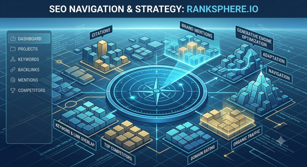 Rank Tracker Tool AI Mode: The Complete 2026 Guide to Tracking Your Brand in Google's AI Mode A digital radar graphic symbolizing strategic navigation through Generative Engine Optimization and AI Mode tracking.
