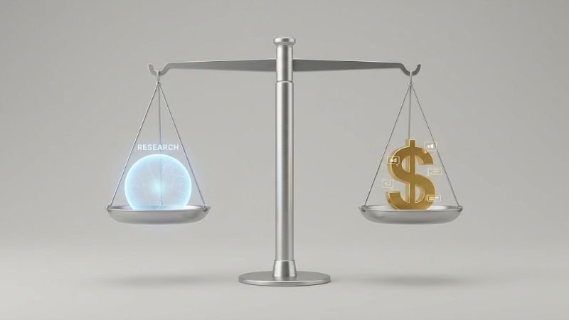 "Graphic comparing vendor-neutral AI research vs affiliate-driven software marketing."