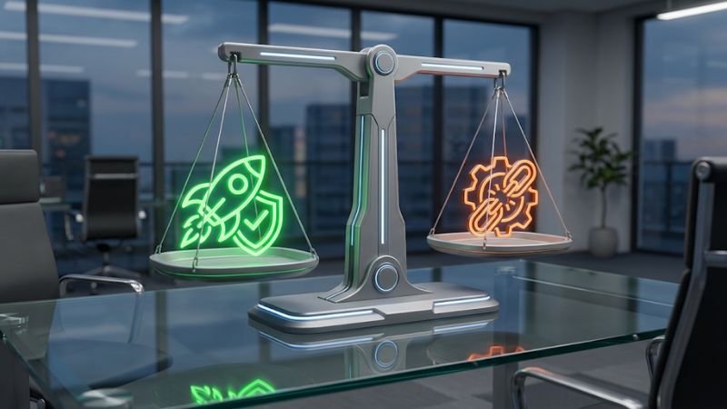 Visual representation of pros and cons in implementing RPA and automated workflows