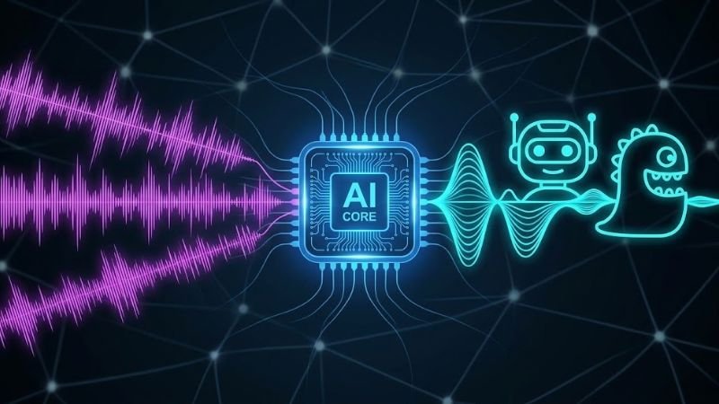 Noli Voice Changer AI neural engine core converting audio wave input into transformed voice presets